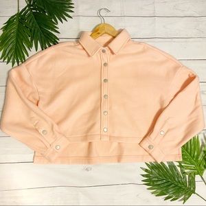 ABOUND Pink Cozy Cropped Shirt Jacket NWT